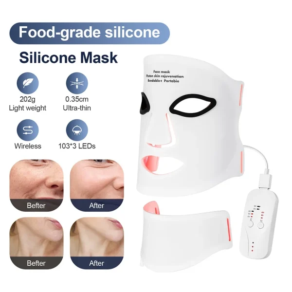 Silicone LED Mask Face With Neck  Infrared Therapy