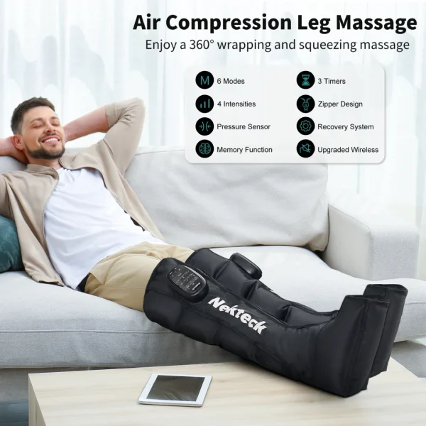 Cordless Nekteck Air Pressure Leg, Foot Massage Boots