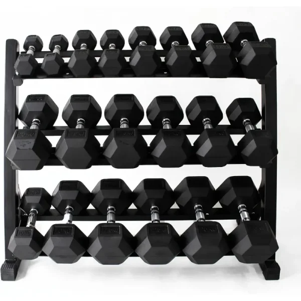 350-550 lbs Rubber Hex Dumbbells with Rack